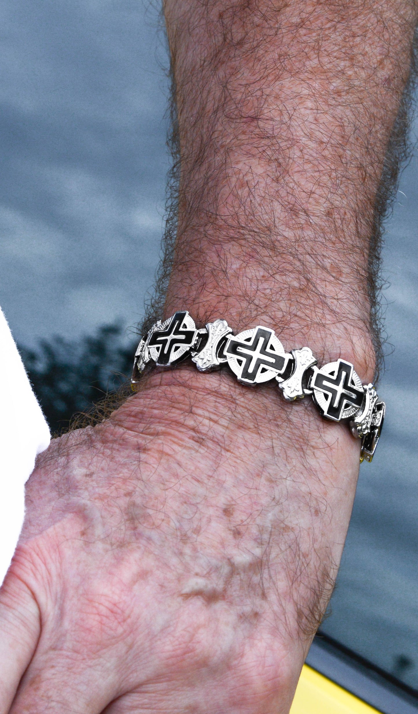 #Men's Greek Halo Cross Bracelet Stainless Steel