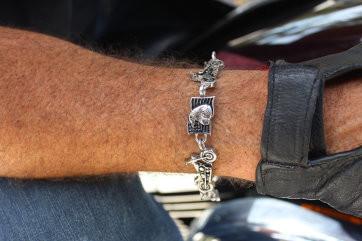 Flag Gun BikesGents' Bracelet Stainless Steel Motorcycle Jewelry