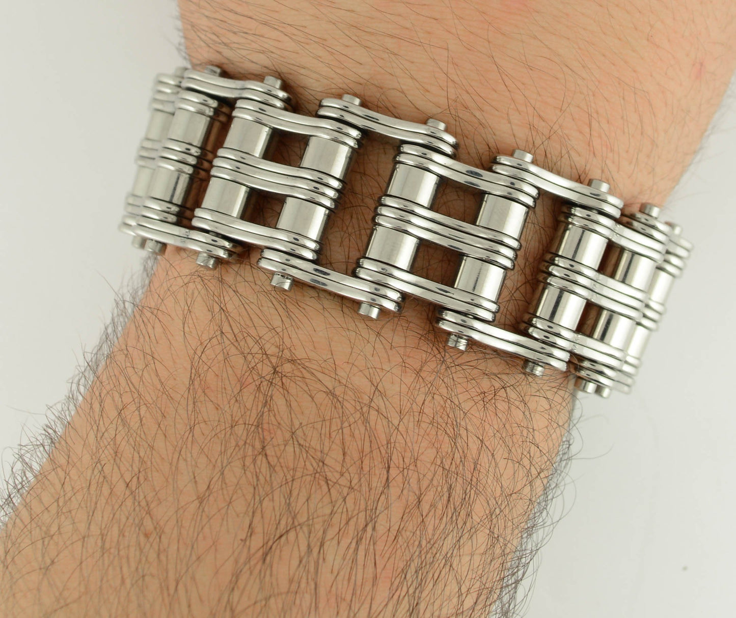 1" Wide All Stainless SteelUnisex Stainless Steel Motorcycle Chain Bracelet