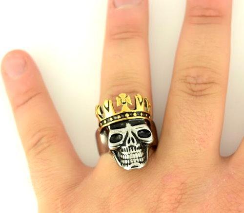 Gents Crown Ring with Bronze Plate Crown Stainless Steel