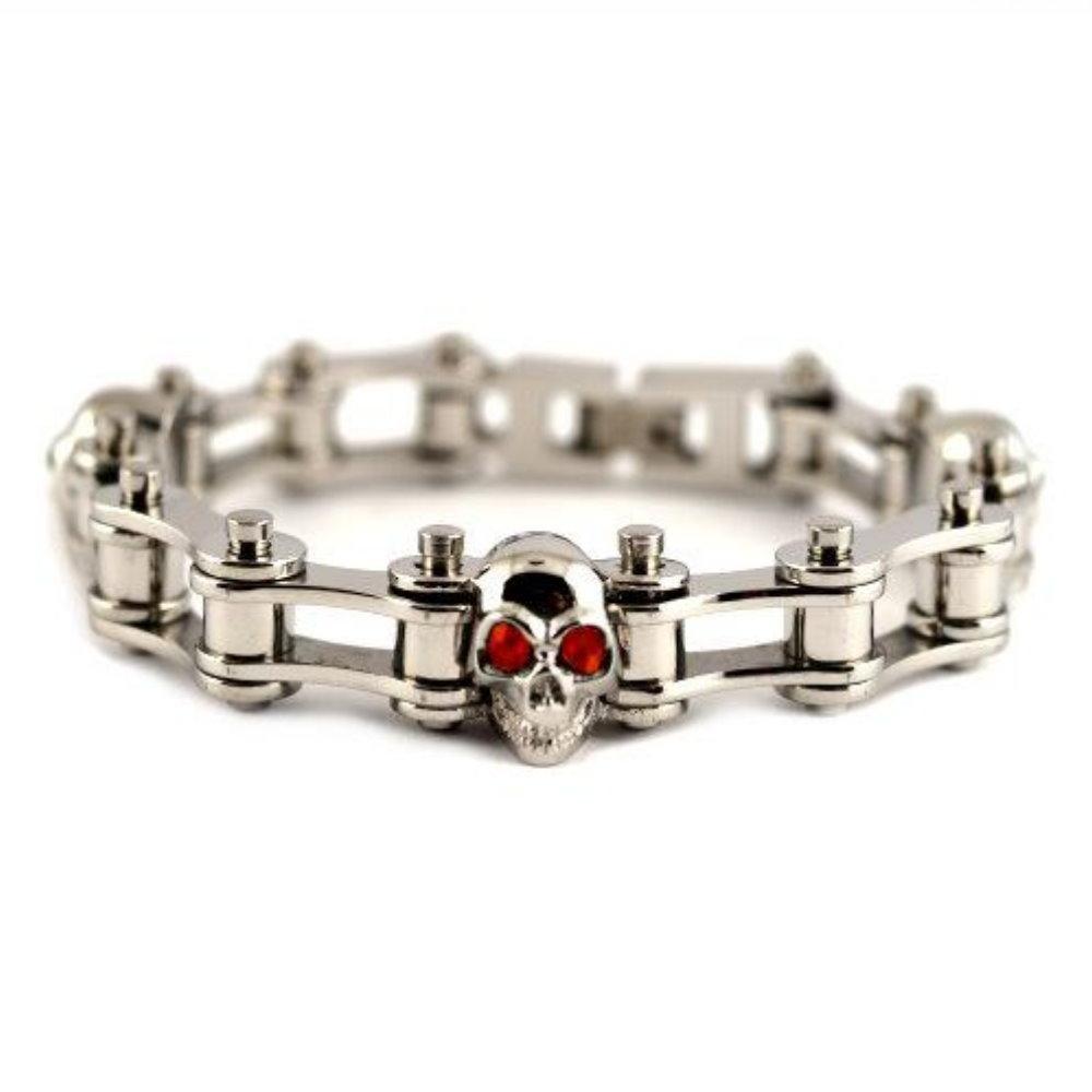 1/2 Wide All Silver Red Stones