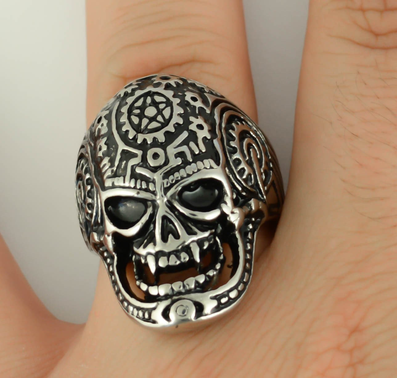 Gents Quantum Mechanical Ring Stainless Steel Motorcycle Biker Jewelry