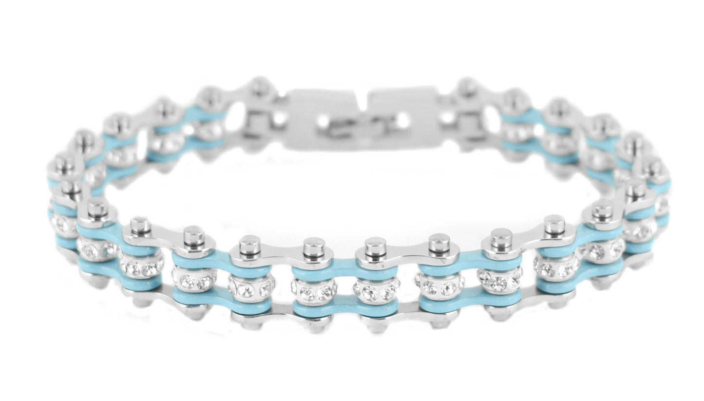 Two Tone Silver Turquoise Crystal Centers