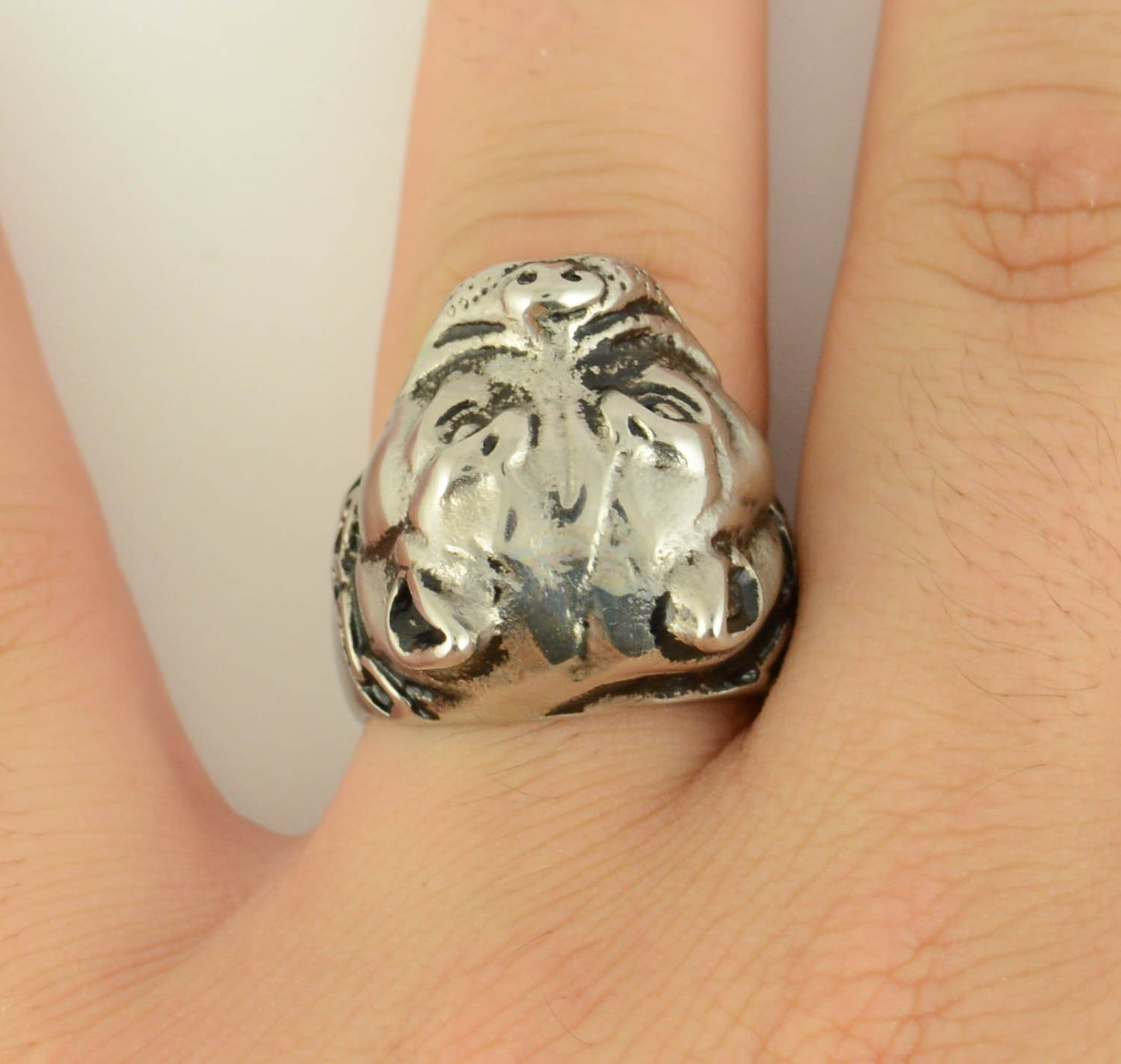 Gents Pit Bull Dog Ring Stainless Steel Motorcycle Biker Jewelry