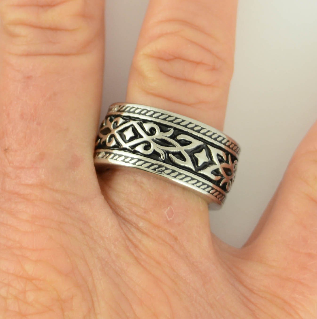 Women's Love Ring Wide band Stainless Steel Motorcycle Jewelry