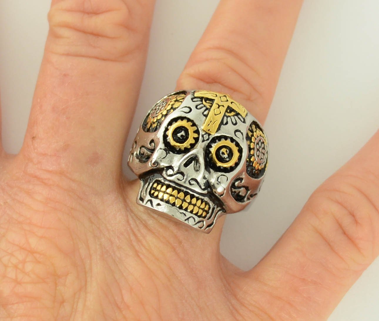 Women's Sugar with Cross Ring Stainless Steel Motorcycle Jewelry