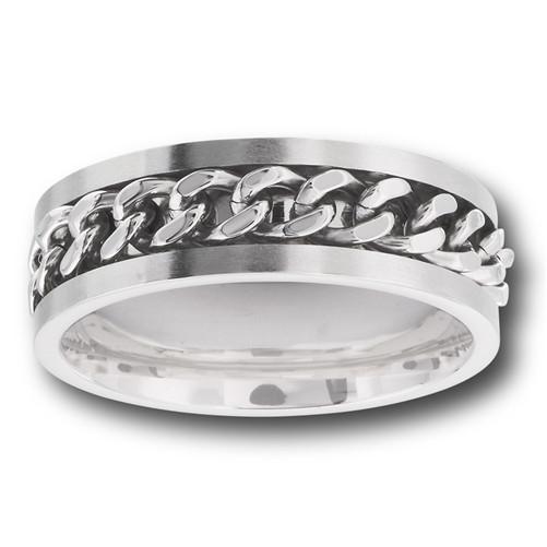 Stainless Steel Ring with Chain
