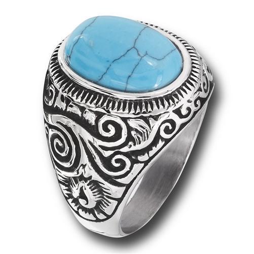 Stainless Steel with Synthetic Turquoise