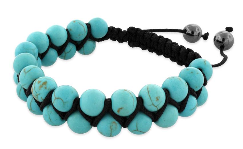 8MM Turquoise Bead 2 Layer Shamballa Bracelet