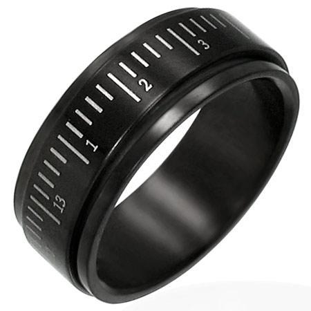 Black Ruler Novelty Fidget Spinner Worry Ring (Stainless Steel)