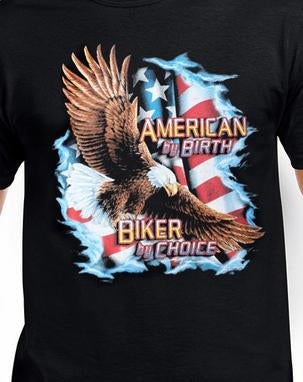 Badass Jewelry American by Birth, Biker by Choice Men's Black T-shirt