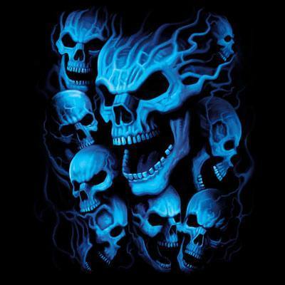 Badass Jewelry Blue Skull Men's Black T-shirt