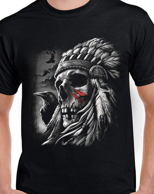 Badass Jewelry Chief Skull Men's Black T-shirt