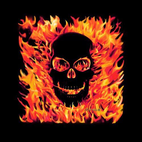 Badass Jewelry Fire Skull Men's Black T-shirt