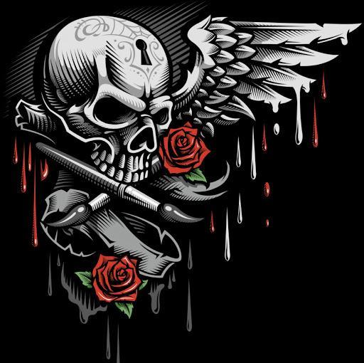 Badass Jewelry Inked Skull Men's Black T-shirt