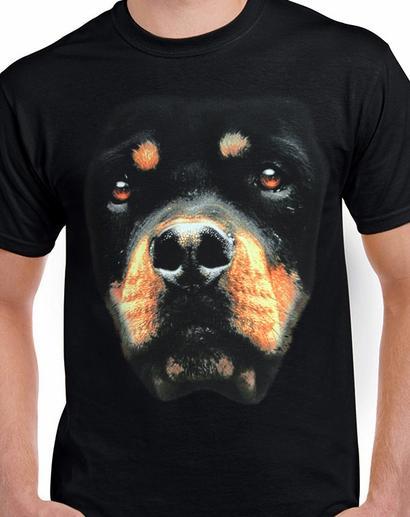 Badass Jewelry Rottweiler Face Men's Black T-shirt