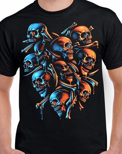Badass Jewelry Skeleton Shield Men's Black T-shirt