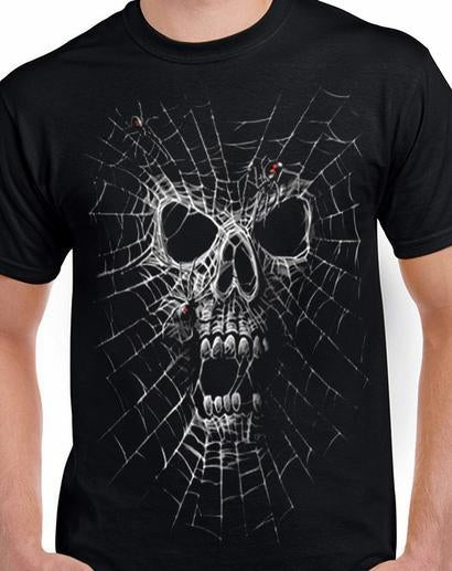 Badass Jewelry Spider Web Skull Men's Black T-shirt