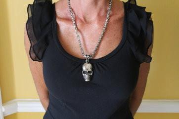 3" Tall 26" with Byzantine Link Chain Stainless Steel Motorcycle Jewelry