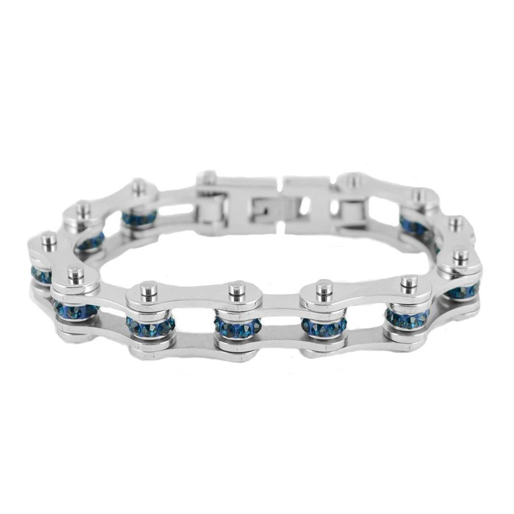 December 1/2" Wide Edition All Silver Blue Zircon Imitation Crystal Centers