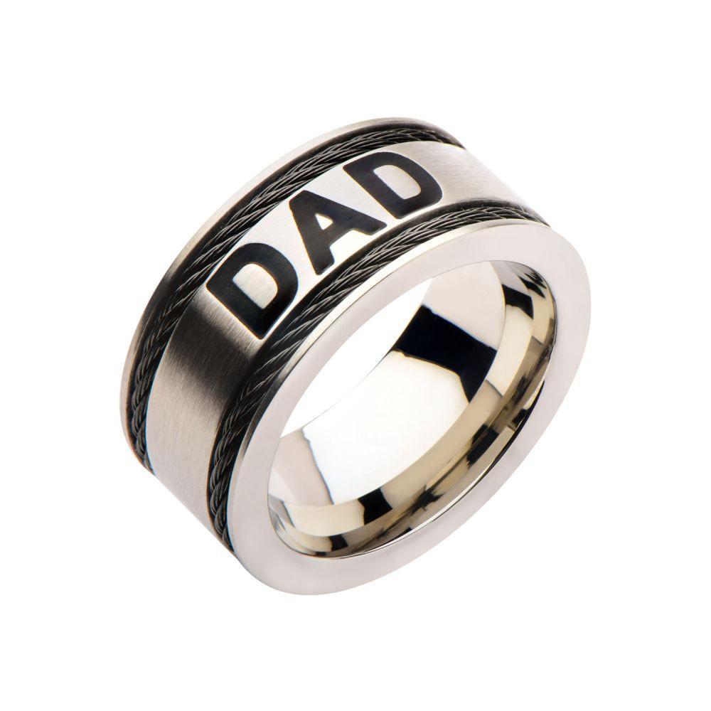 Stainless Steel Men's Ring with Cable Inlayed Classic DAD