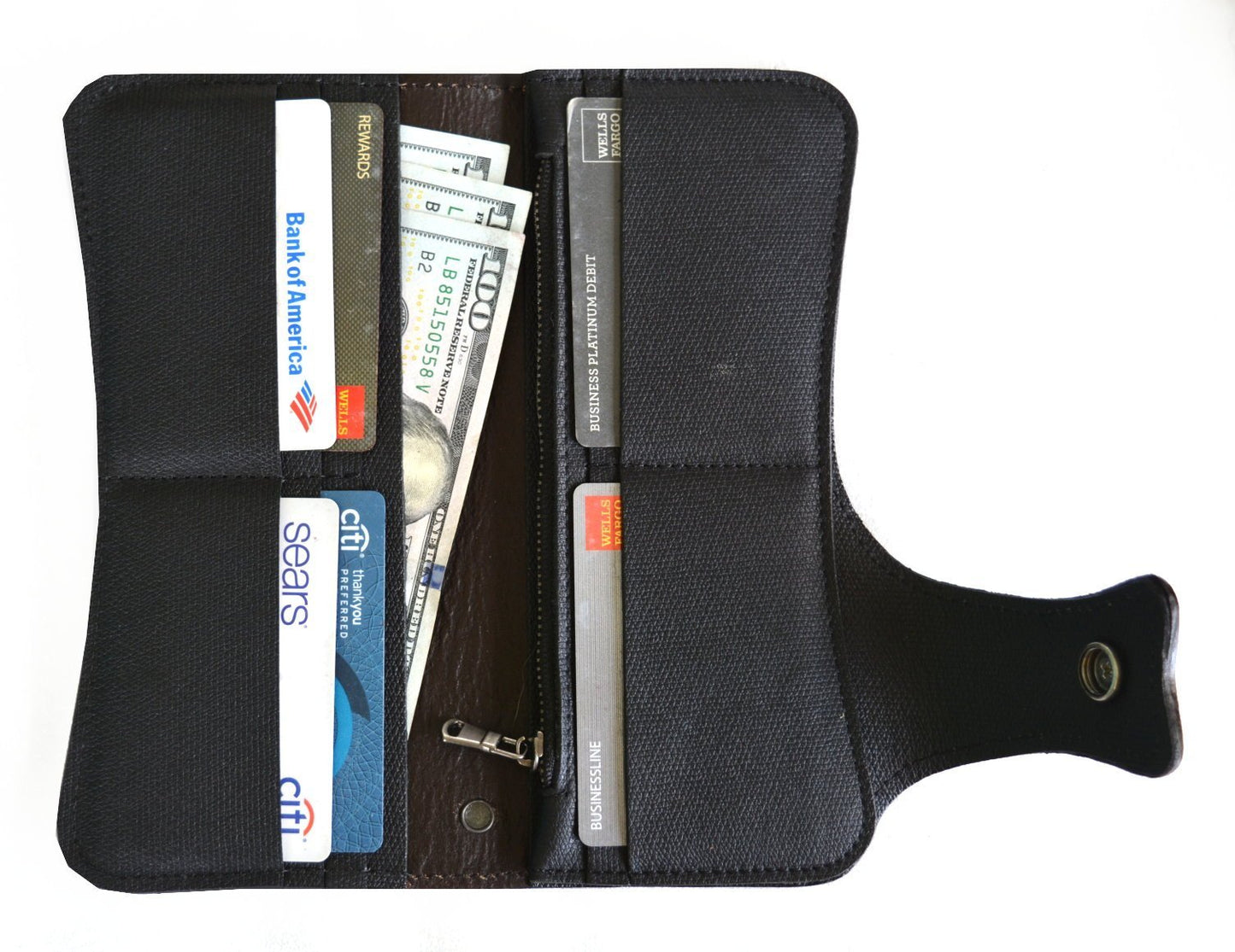 Leather Wallet Embossed White Stitching "Highest Quality Italian Leather"