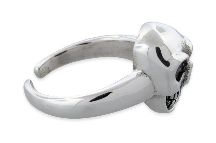 Ladies' Sterling Silver Plain Skull Adjustable Ring