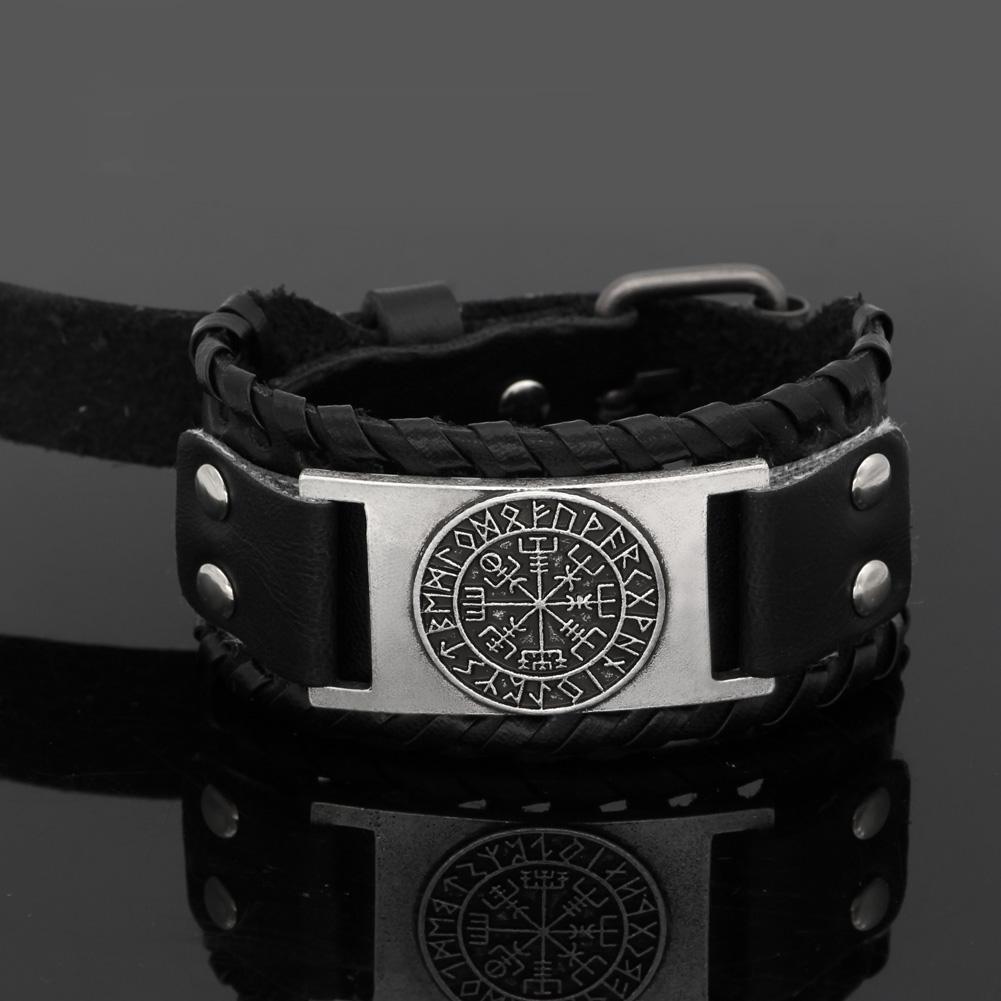 Vegvisir Viking Compass Leather Bracelet