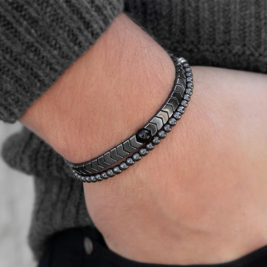 Chevere Hematite Bracelet Set 2pcs