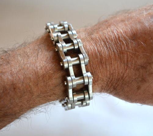 BRUSHED FINISH 3/4" Wide THICK LINK Men's Stainless Steel Motorcycle Chain Bracelet