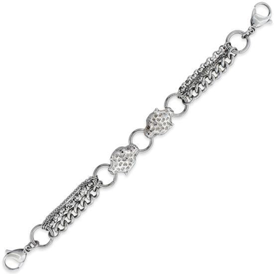Stainless Steel Chained Panthers CZ Bracelet