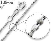 Sterling Silver 9" Twisted Serpentine Chain Bracelet/Anklet - 1.0MM