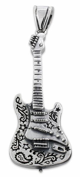 Sterling Silver Electric Guitar Pendant