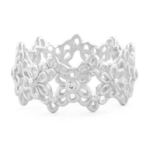 Sterling Silver Eternity Flower CZ Ring