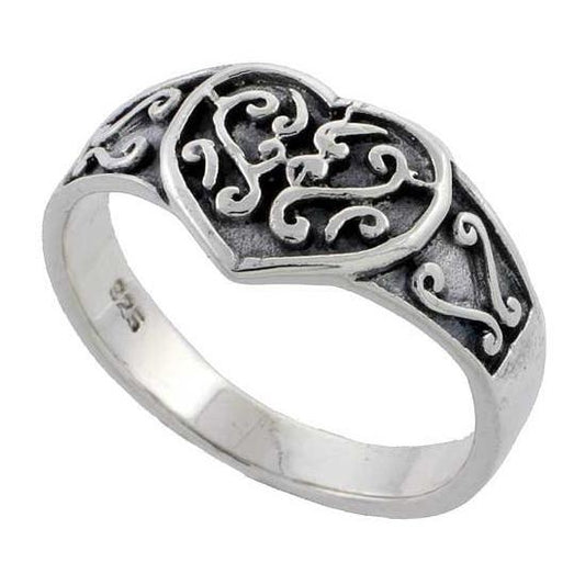 Sterling Silver Filigree Heart Ring