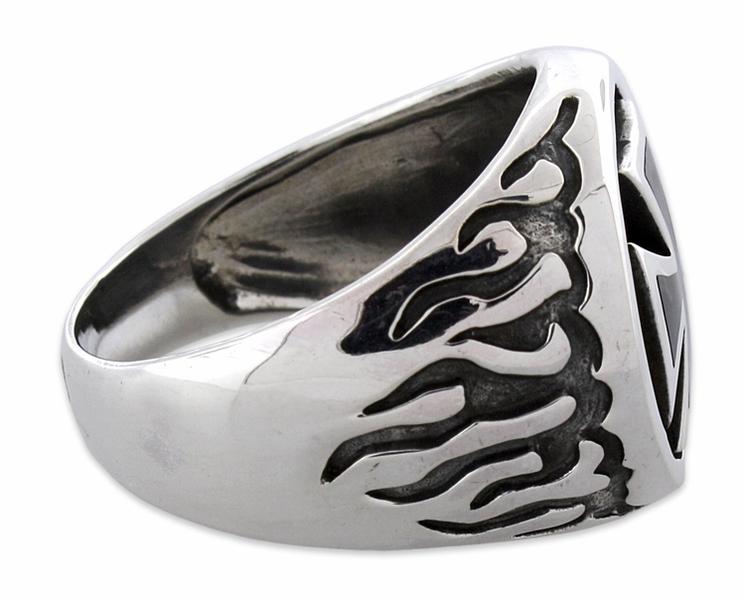 Sterling Silver Flaming Iron Cross Ring