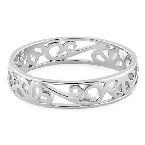 Sterling Silver Flower Band Ring