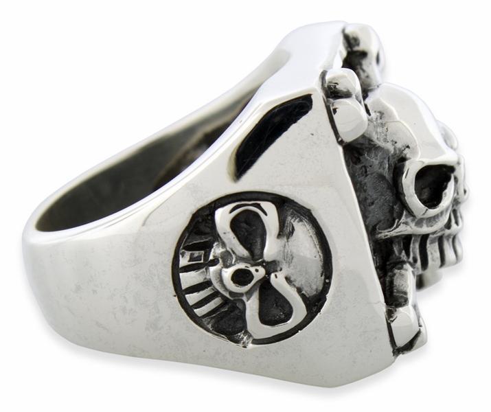 Sterling Silver Framed Crossbones Skull Ring