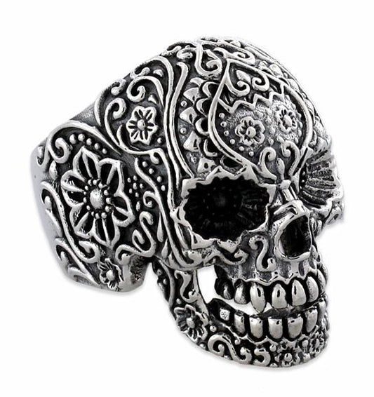 Sterling Silver Garden Skull Ring