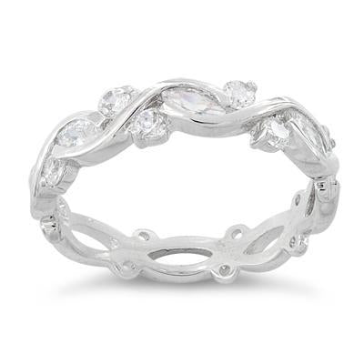 Sterling Silver Infinity Marquise Round Clear CZ Ring