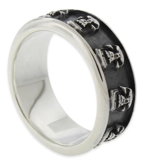Sterling Silver Infinity Skull Band Ring