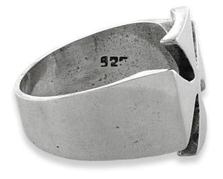 Sterling Silver Iron Maltese Cross Men's Ring