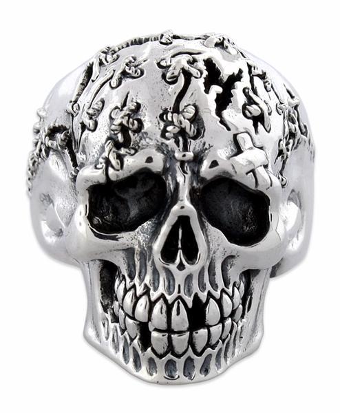 Sterling Silver Jigsaw Skull Ring