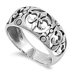 Sterling Silver Ladies Triple Fleur de Lis Ring