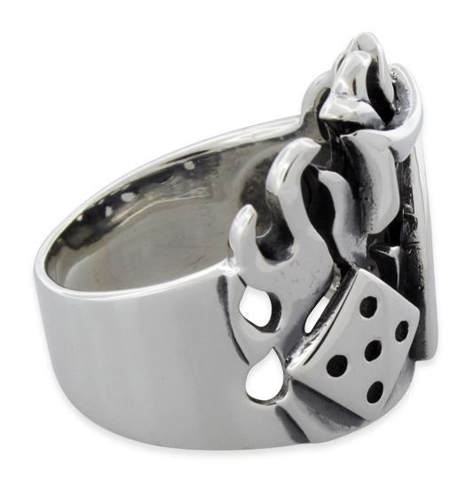 Sterling Silver Lucky 7 Fire Dice Ring