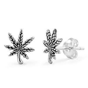 Sterling Silver Marijuana Stud Earrings