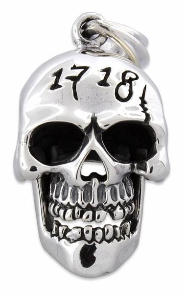 Sterling Silver Number 1718 Skull Pendant