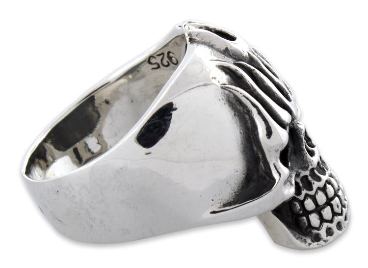 Sterling Silver On Fire Skull Ring