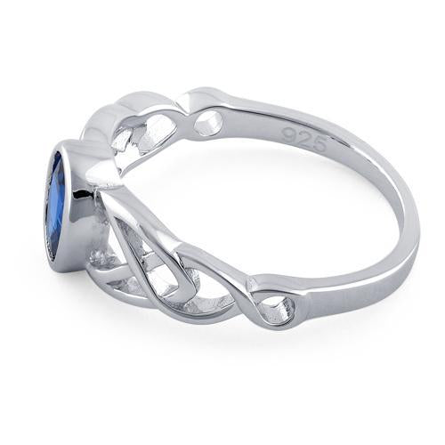 Sterling Silver Oval Blue CZ Ring