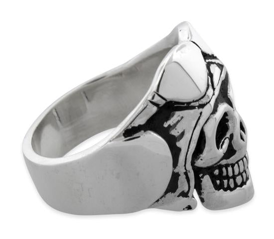 Sterling Silver Pilot Skull Biker Ring